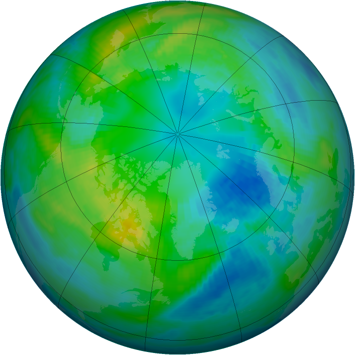 Arctic ozone map for 18 October 1982
